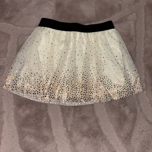 NEW Girl’s Sparkly Star Skirt-White with Gold Speckles - Picture 3 of 4
